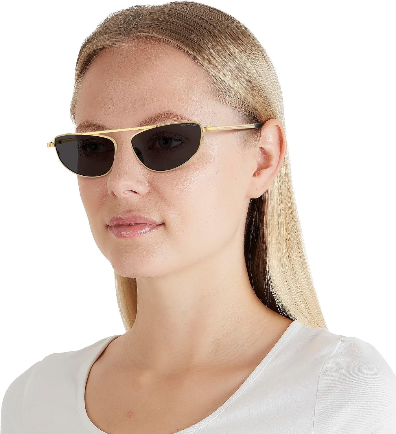 image:imageMichael Kors womens Mk1164 Buenos Aires Oval SunglassesShiny GoldDark Grey Solid