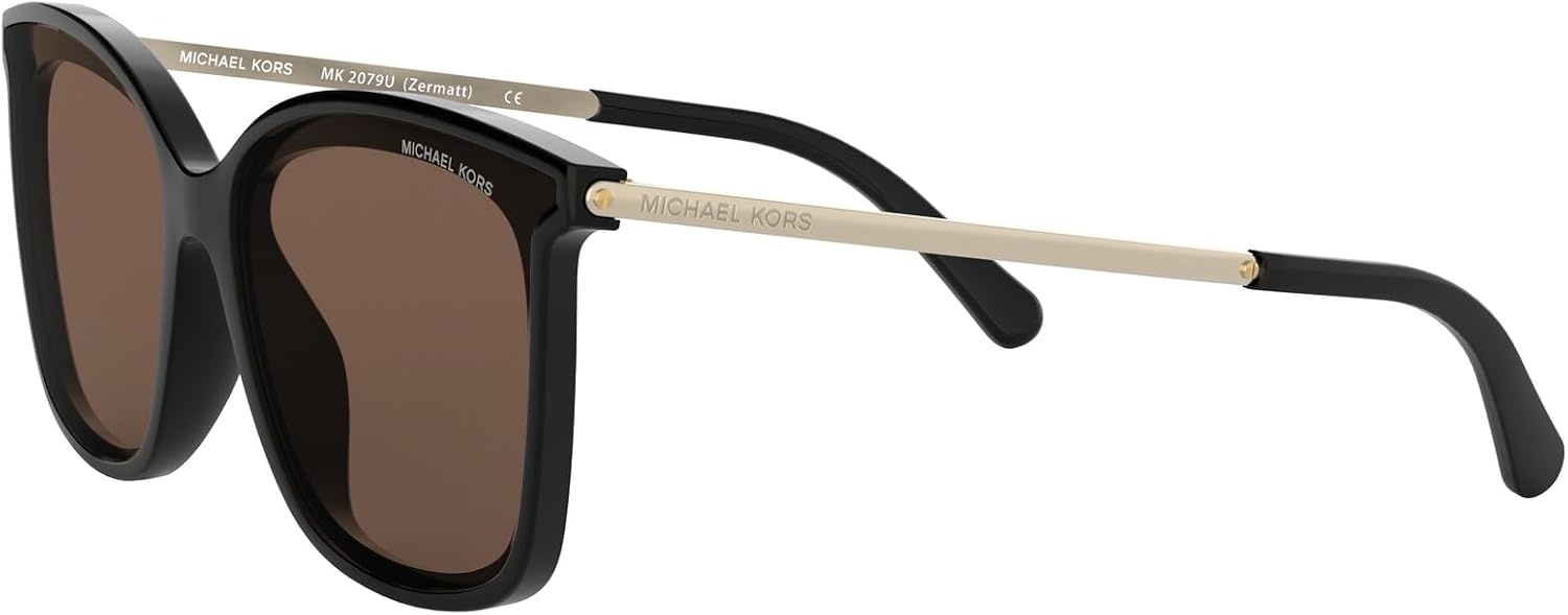 image:imageMichael Kors womens Mk2079u Zermatt Universal Fit Square SunglassesBlackBrown Solid