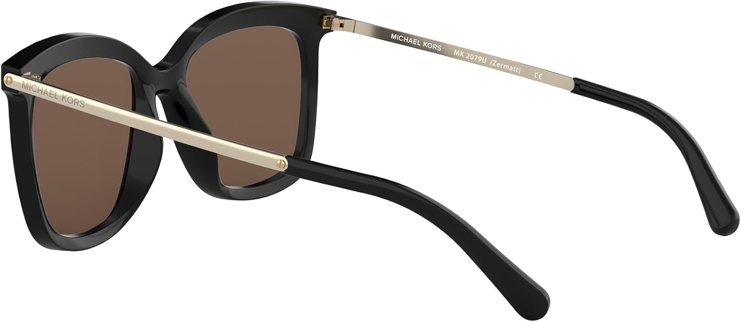 image:imageMichael Kors womens Mk2079u Zermatt Universal Fit Square SunglassesBlackBrown Solid