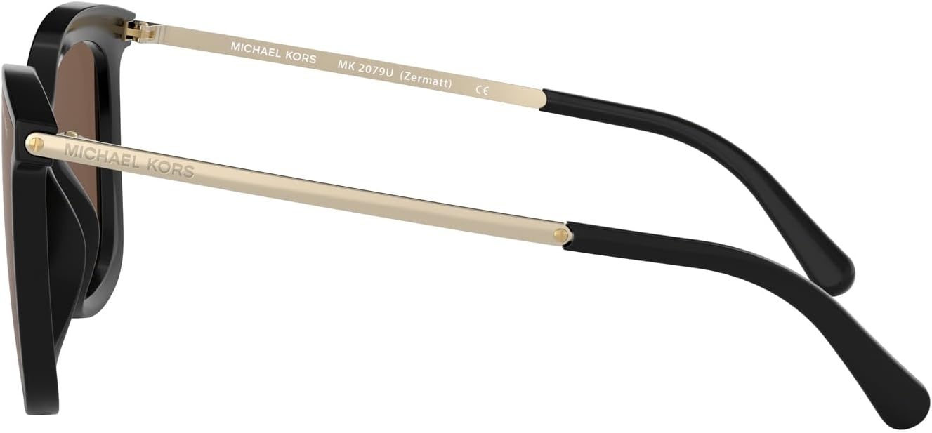 image:imageMichael Kors womens Mk2079u Zermatt Universal Fit Square SunglassesBlackBrown Solid