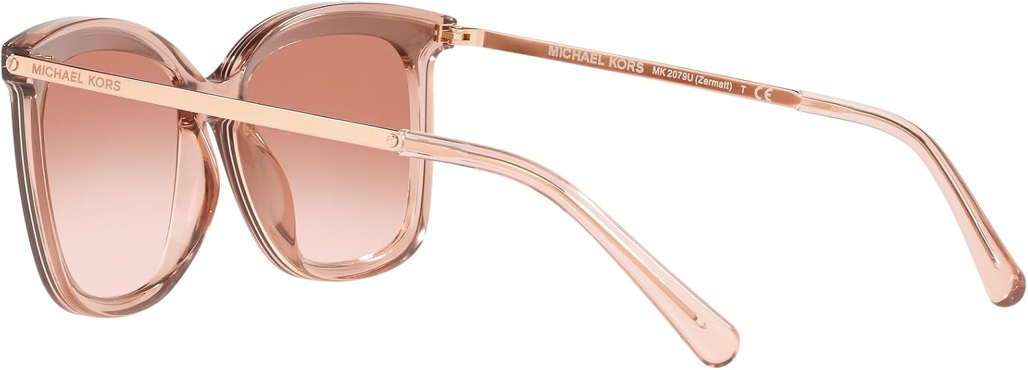 image:imageMichael Kors womens Mk2079u Zermatt Universal Fit Square SunglassesPink TransparentRose Gold Gradient Mirrored