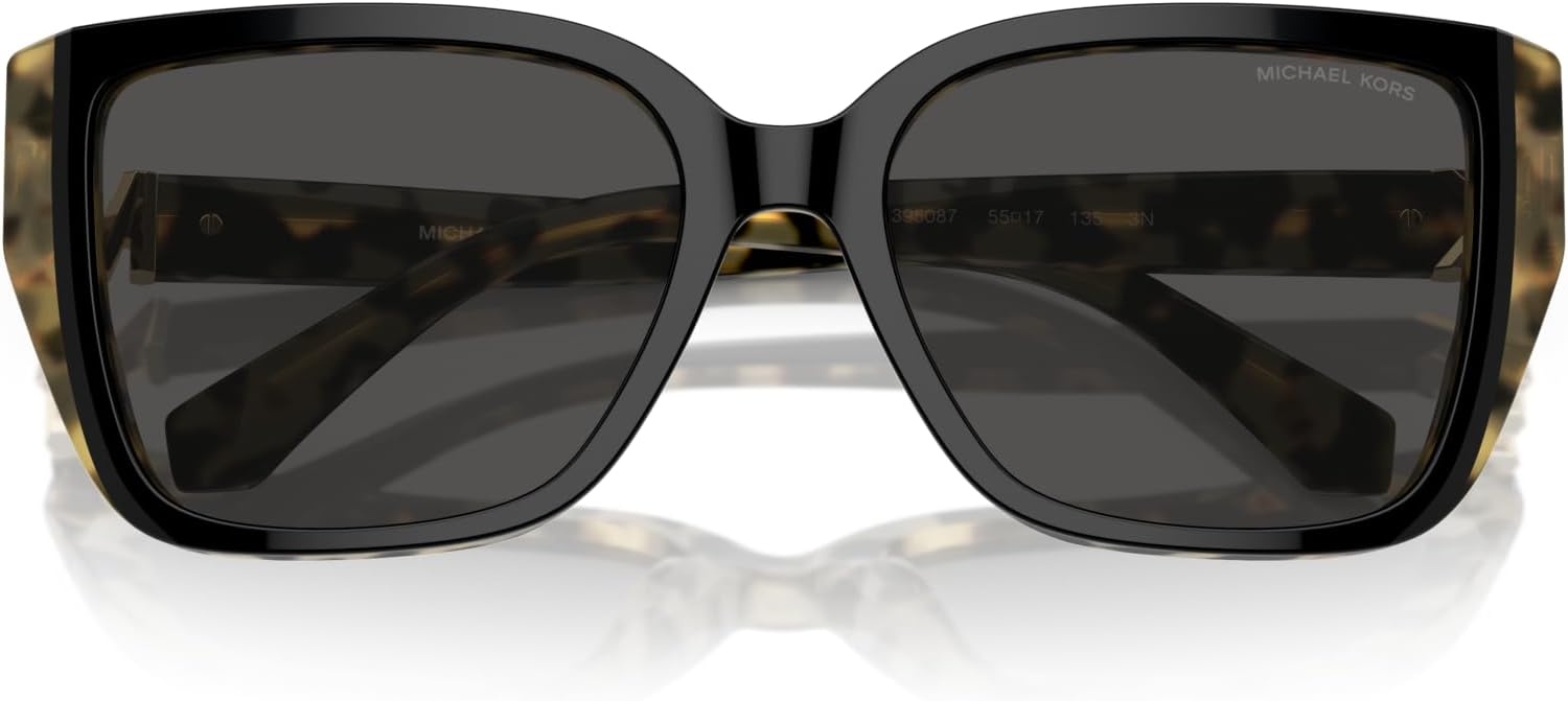 image:imageMichael Kors womens Mk2199 Acadia Rectangular SunglassesBilayer BlackAmber TortoiseDark Grey Solid