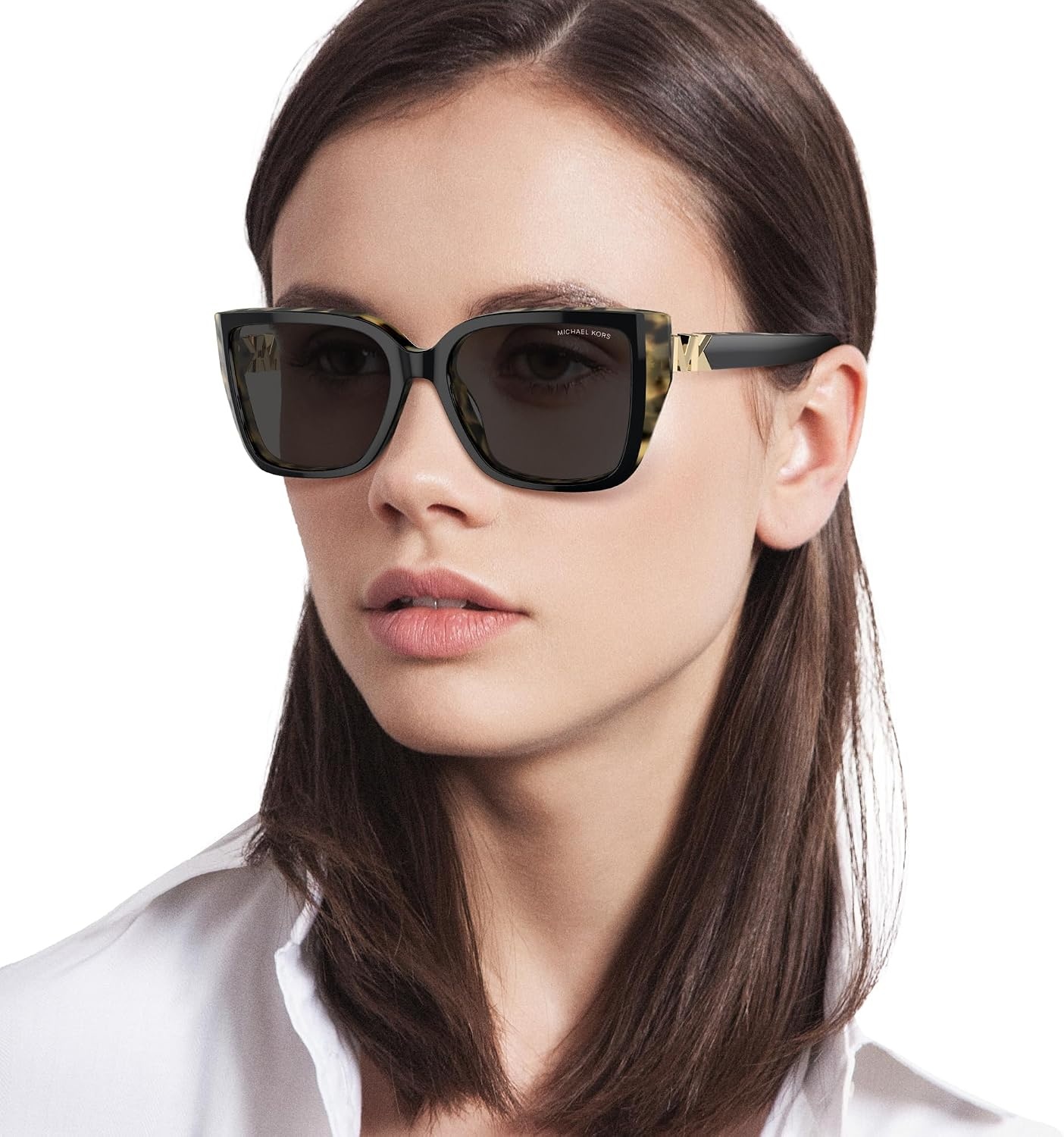 image:imageMichael Kors womens Mk2199 Acadia Rectangular SunglassesBilayer BlackAmber TortoiseDark Grey Solid