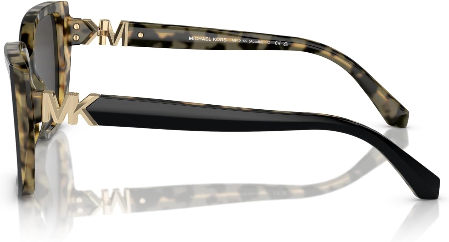 image:imageMichael Kors womens Mk2199 Acadia Rectangular SunglassesBilayer BlackAmber TortoiseDark Grey Solid