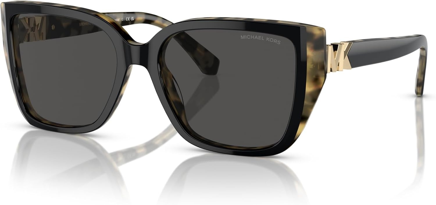 image:imageMichael Kors womens Mk2199 Acadia Rectangular SunglassesBilayer BlackAmber TortoiseDark Grey Solid