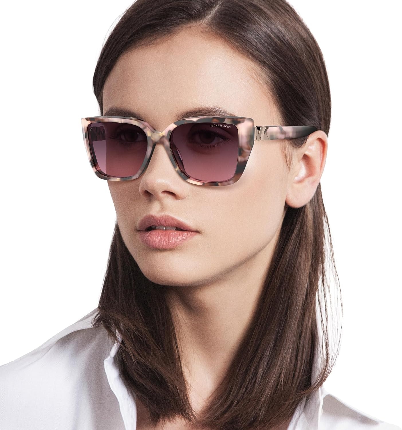 image:imageMichael Kors womens Mk2199 Acadia Rectangular SunglassesPink Pearlized TortoiseBurgundy Gradient Polarized