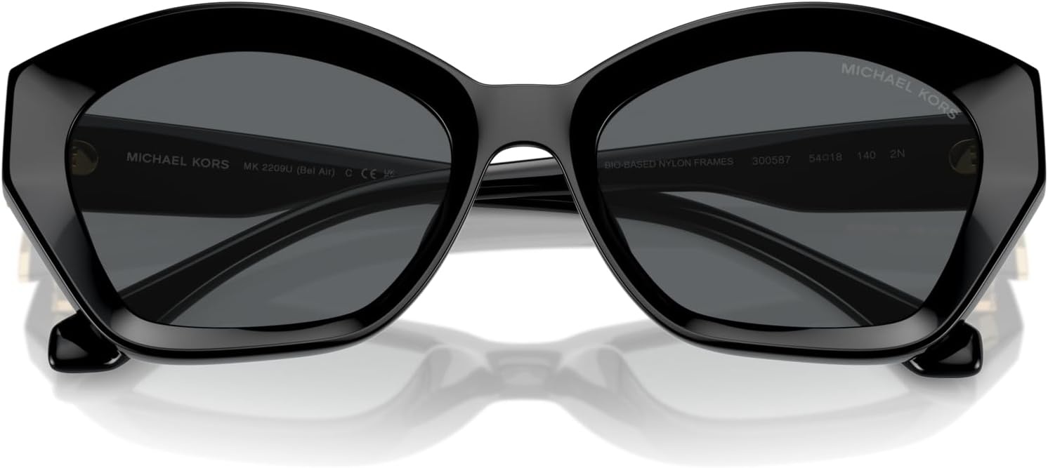image:imageMichael Kors womens Mk2209u Bel Air Universal Fit Butterfly SunglassesBlackDark Grey Solid