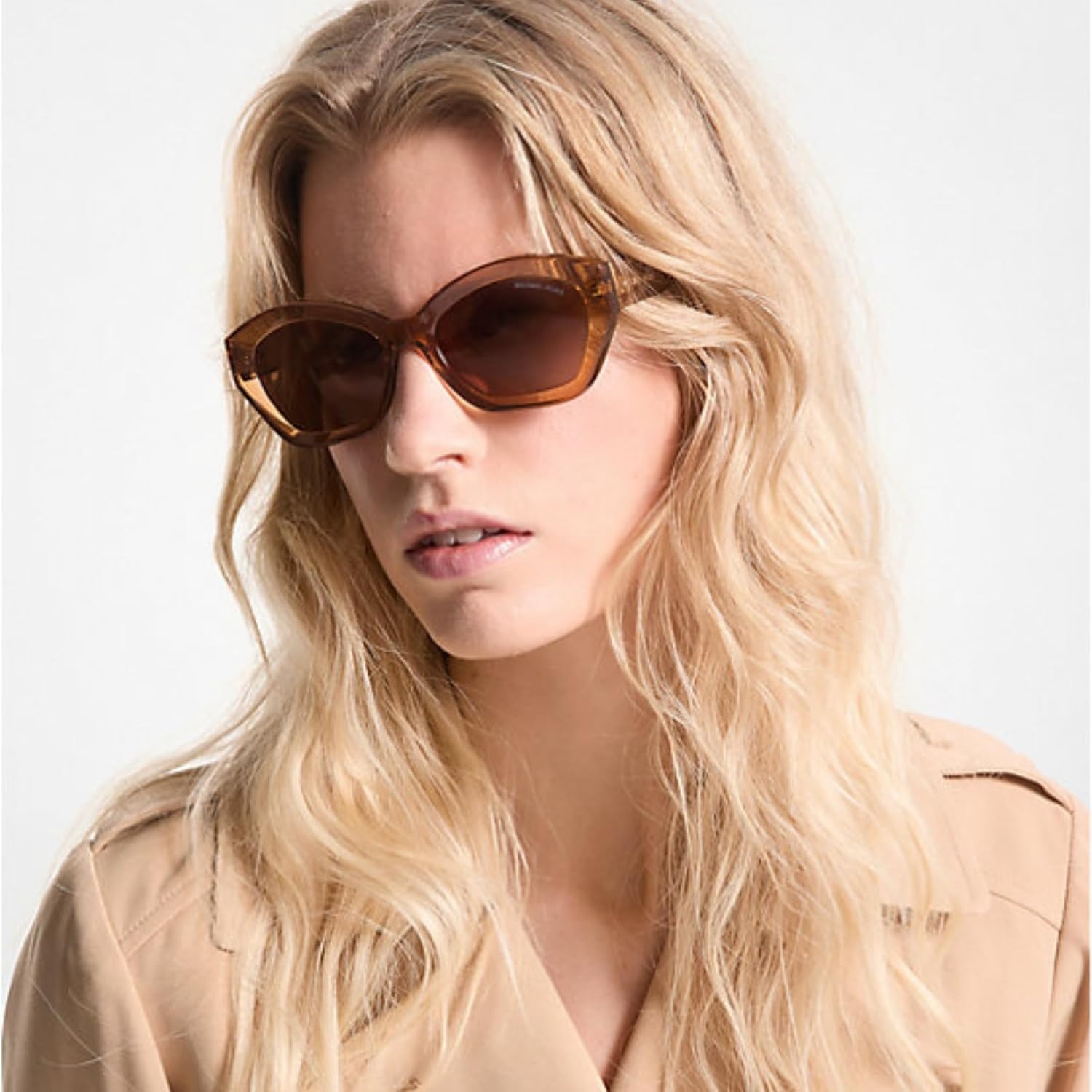 image:imageMichael Kors womens Mk2209u Bel Air Universal Fit Butterfly SunglassesBrown TransparentBrown Solid Back Mirrored