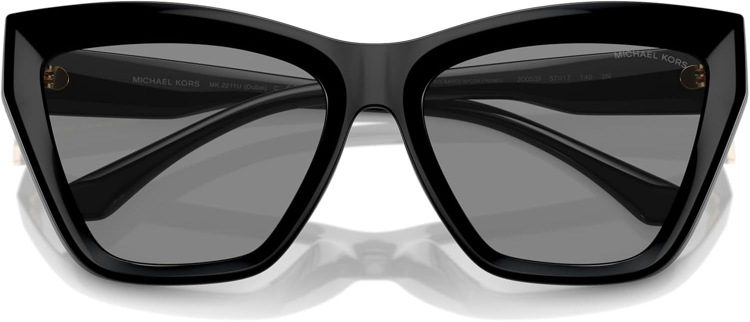 image:imageMichael Kors womens Mk2211u Dubai Universal Fit Cat Eye SunglassesBlackDark Grey Solid