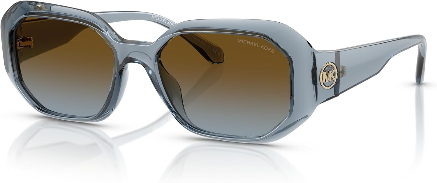 image:imageMichael Kors womens Mk2240u Siesta Key Universal Fit Rectangular SunglassesDenim TransparentBrown Blue Gradient