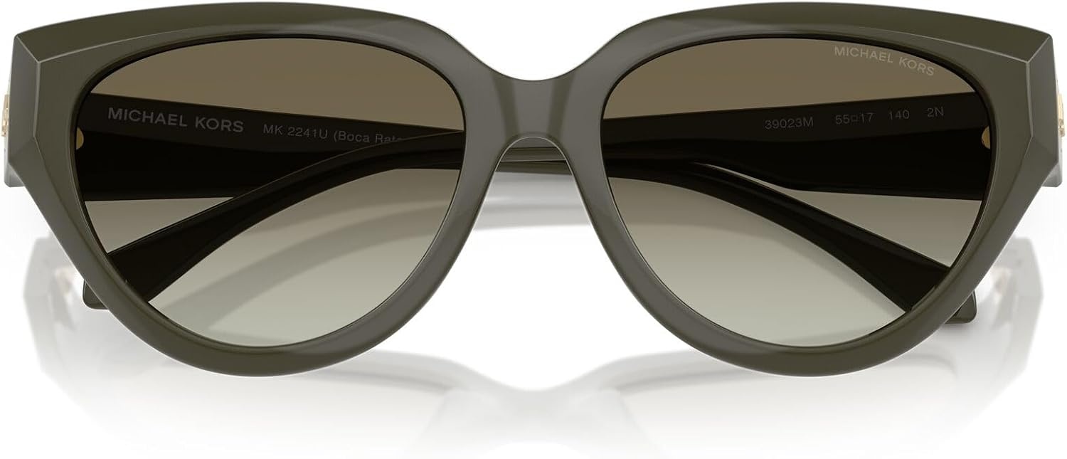 image:imageMichael Kors womens Mk2241u Boca Raton Universal Fit Cat Eye SunglassesOliveLight Green Gradient Dark Green