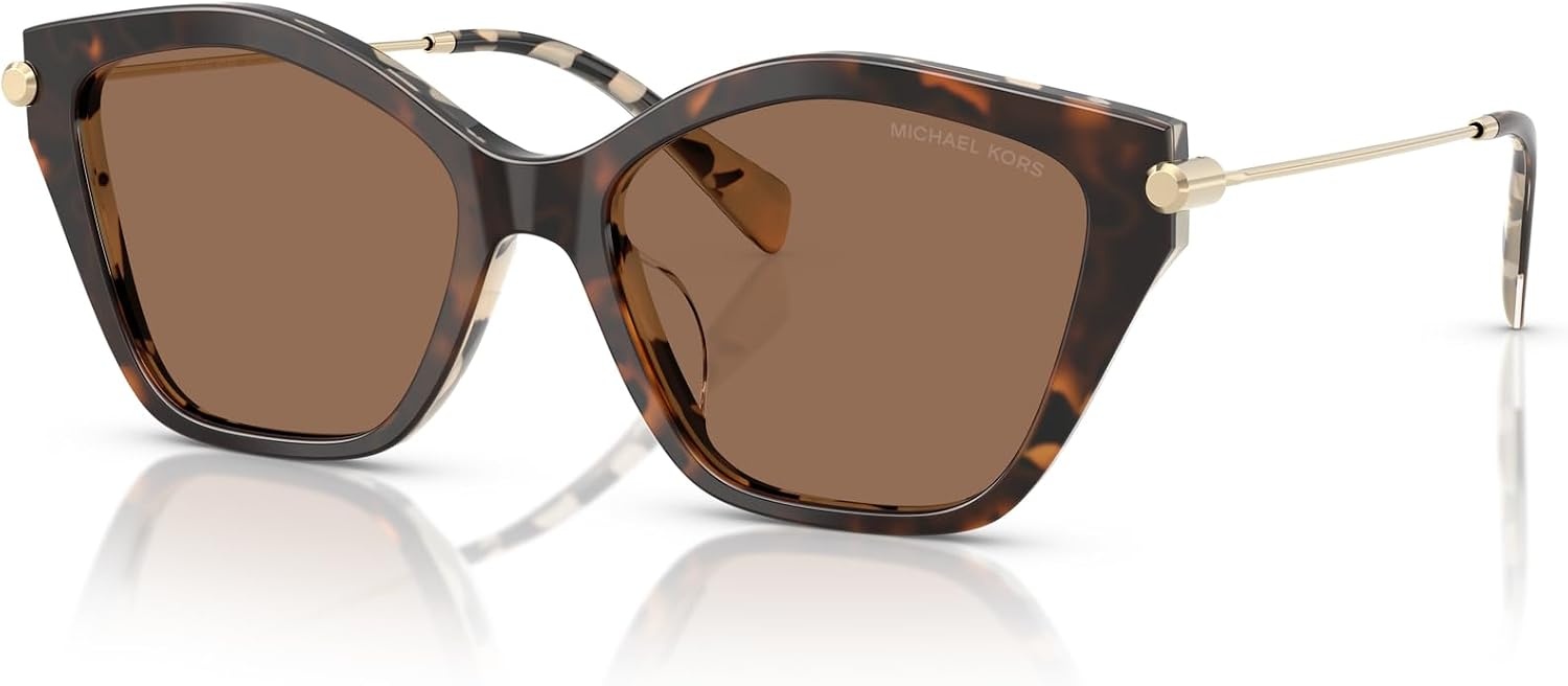 image:imageMichael Kors womens Mk2246u Catskills Universal Fit Butterfly SunglassesDarkCream TortoiseBrown Solid
