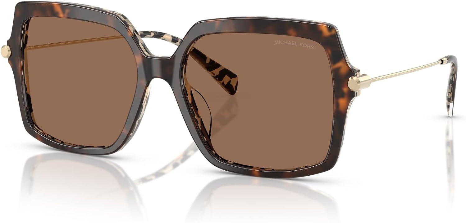 image:imageMichael Kors womens Mk2247u Quogue Universal Fit Square SunglassesDarkCream TortoiseBrown Solid