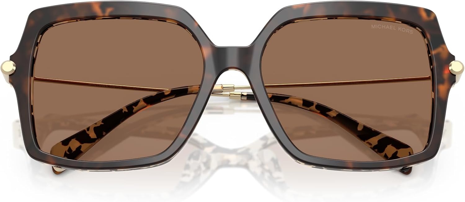 image:imageMichael Kors womens Mk2247u Quogue Universal Fit Square SunglassesDarkCream TortoiseBrown Solid