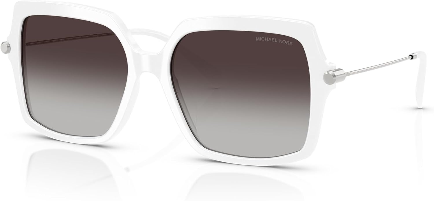 image:imageMichael Kors womens Mk2247u Quogue Universal Fit Square SunglassesOptic WhiteDark Grey Gradient