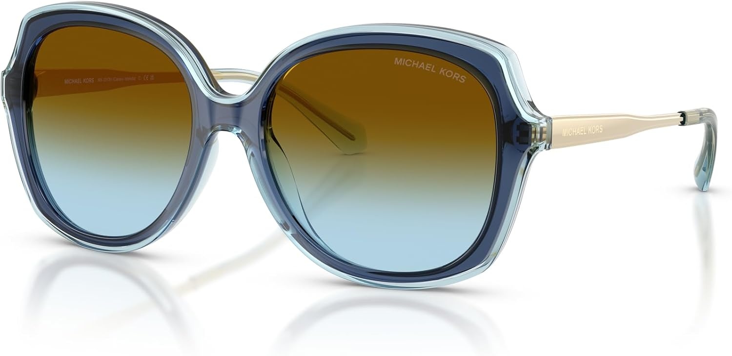 image:imageMichael Kors womens Mk2273u Canary Islands Universal Fit Square SunglassesNavyBrown Blue Gradient Bio