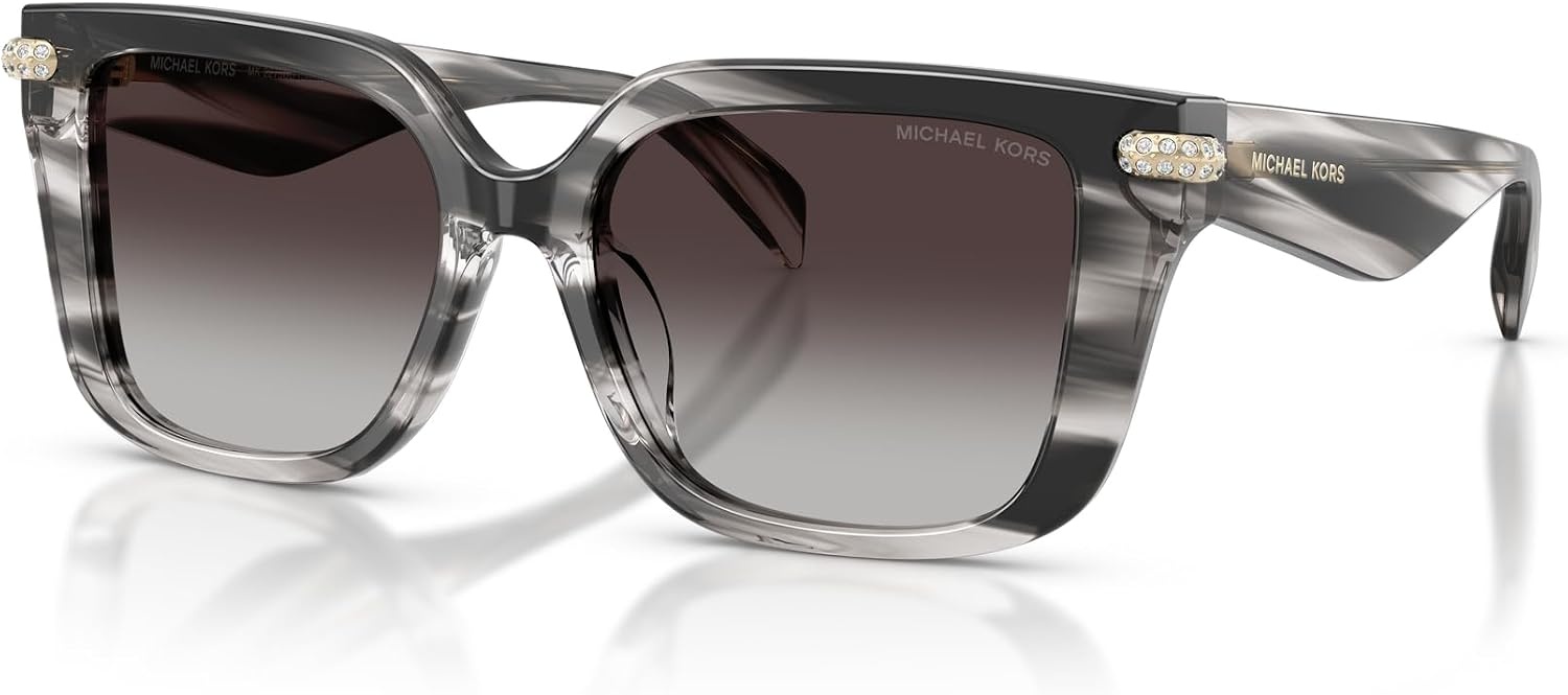 image:imageMichael Kors womens Mk2275bu Santo Domingo Universal Fit Square SunglassesBlack HornGrey Gradient