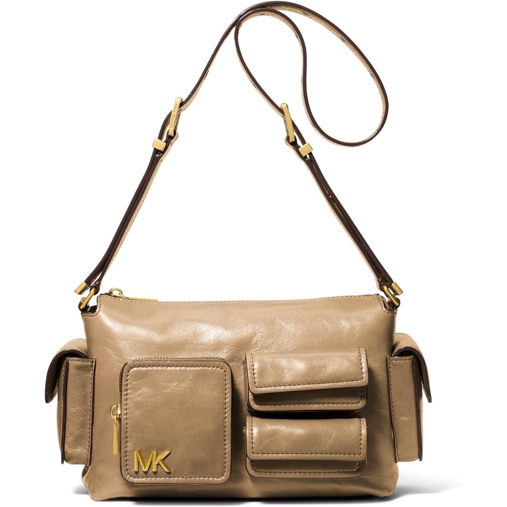 image:imageMichael Kors Dakota Medium Pocket Shoulder BagAntique Goldtone HardwareVolare LeatherHusk