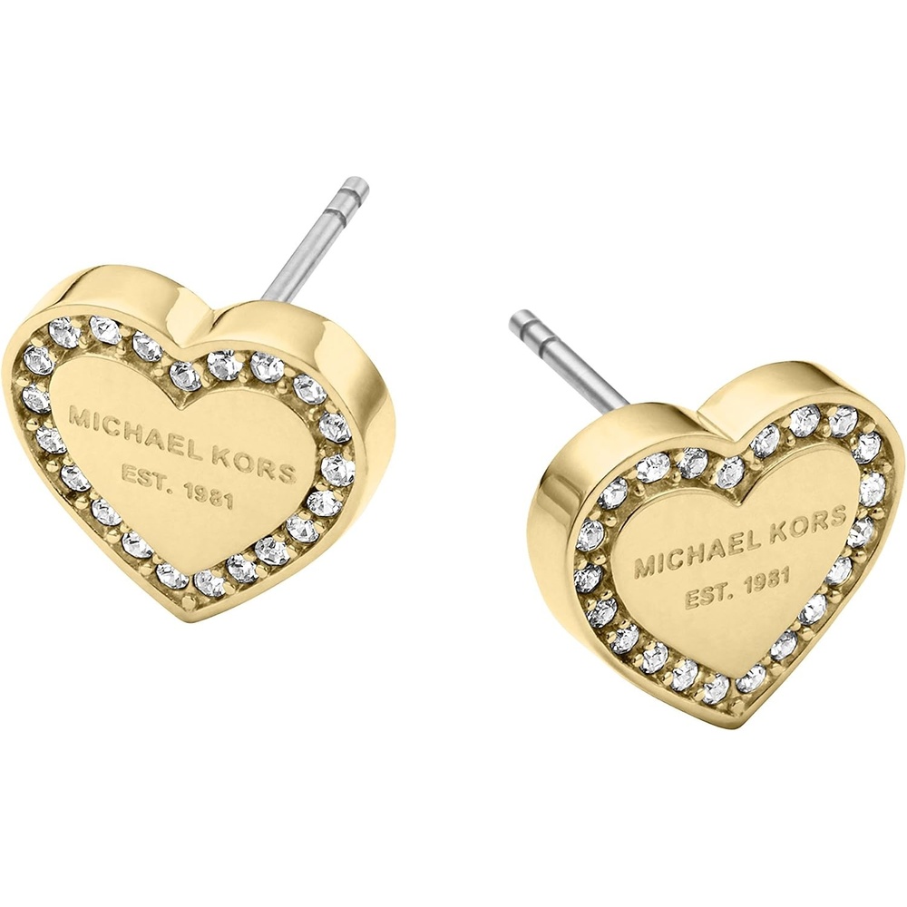 image:imageMichael Kors GoldTone Stud Earrings or Drop Earrings for Women Stainless Steel Earrings Jewelry for WomenGold Signature Heart