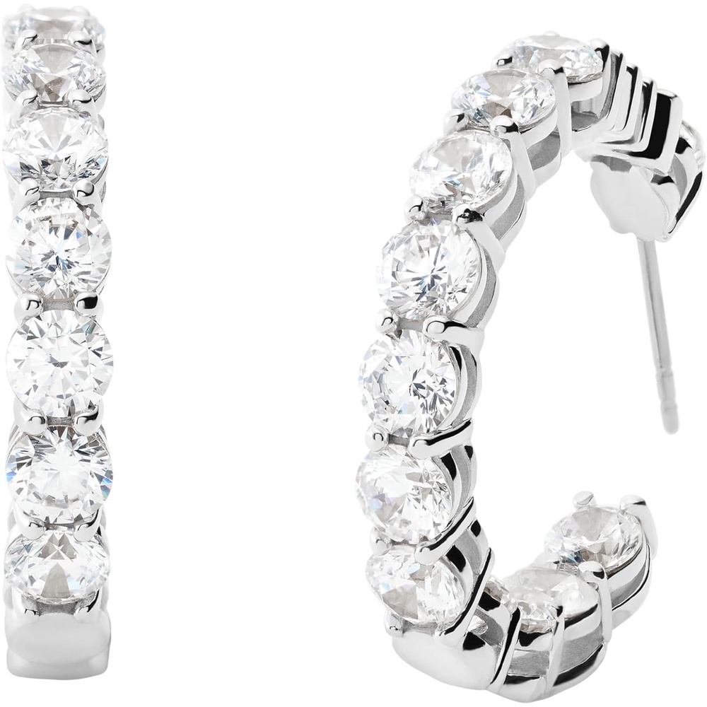 image:imageMichael Kors Hoop Earrings Huggie Earrings Stainless Steel Earrings Jewelry for WomenSilver Crystal Huggie
