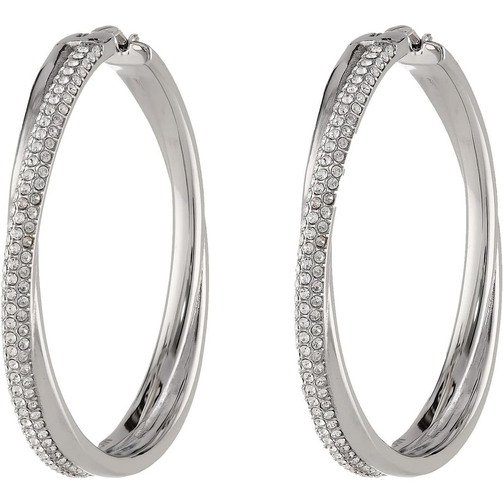 image:imageMichael Kors Hoop Earrings Huggie Earrings Stainless Steel Earrings Jewelry for WomenSilver Pav Crystals