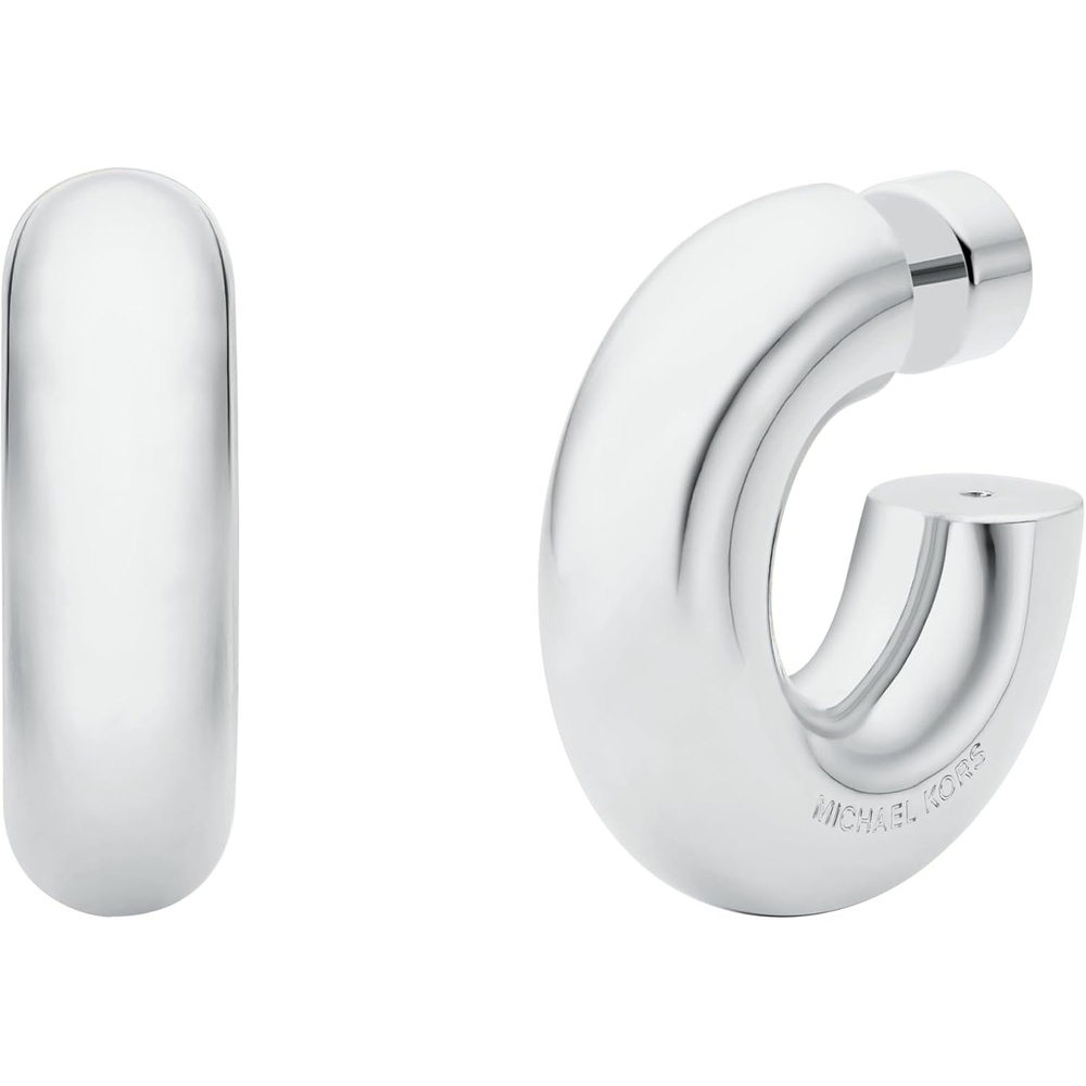 image:imageMichael Kors Hoop Earrings Huggie Earrings Stainless Steel Earrings Jewelry for WomenSilverTone Chunky Hoop