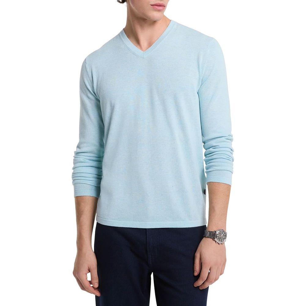 image:imageMichael Kors Mens Cotton VNeck SweaterChambray Melange