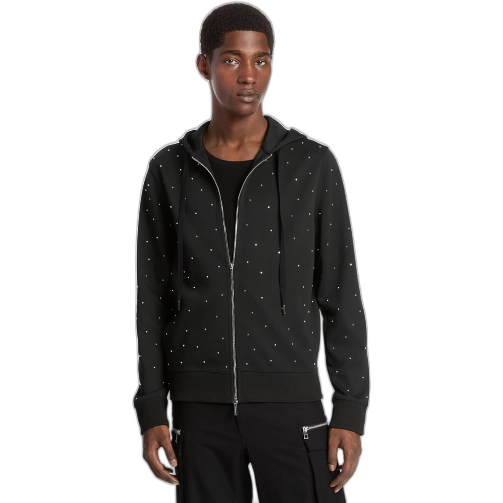 image:imageMichael Kors Mens Double Knit Studded Full Zip HoodieBlack