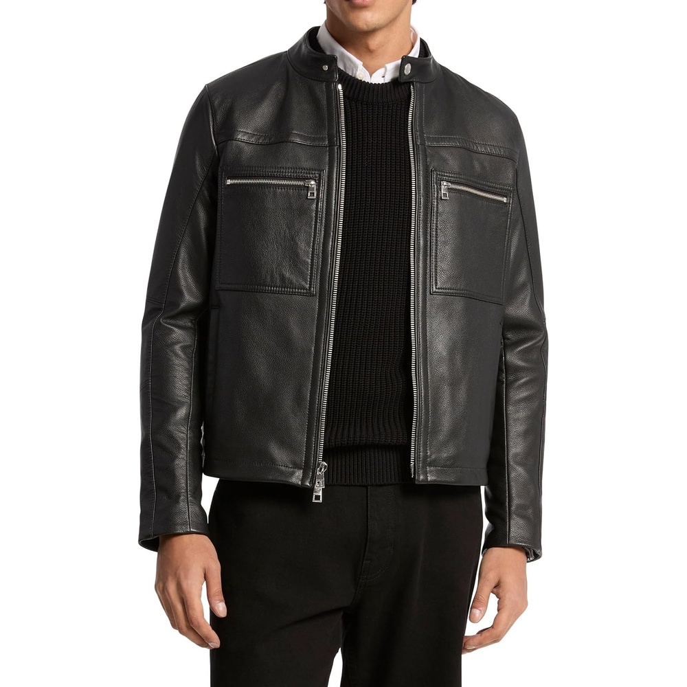 image:imageMichael Kors Mens Double Zip Racer JacketLeatherBlack