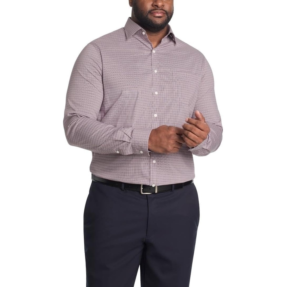 image:imageMichael Kors Mens Dress Shirt Travel Stretch Tall Fit Big and TallWine