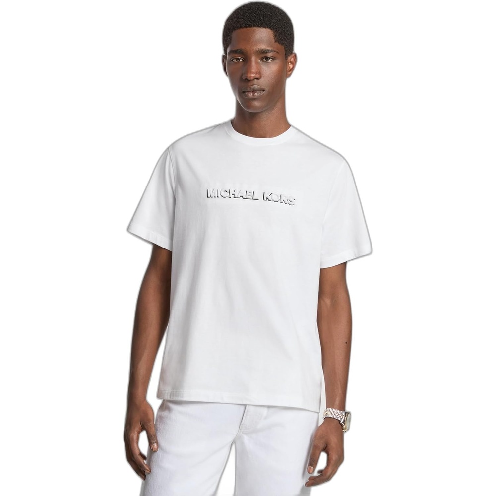 image:imageMichael Kors Mens Graphic TShirtEmboss LogoWhite