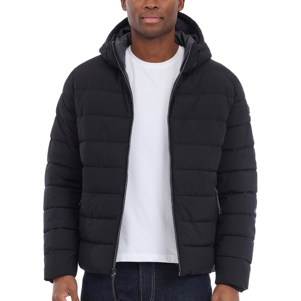 image:imageMichael Kors Mens Hooded Puffer Jacket Rain and Cold Weather CoatBlack