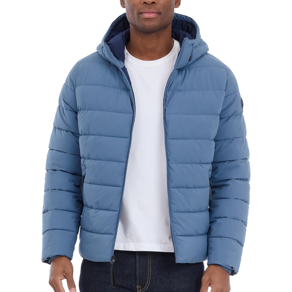 image:imageMichael Kors Mens Hooded Puffer Jacket Rain and Cold Weather CoatDark Chambray Blue