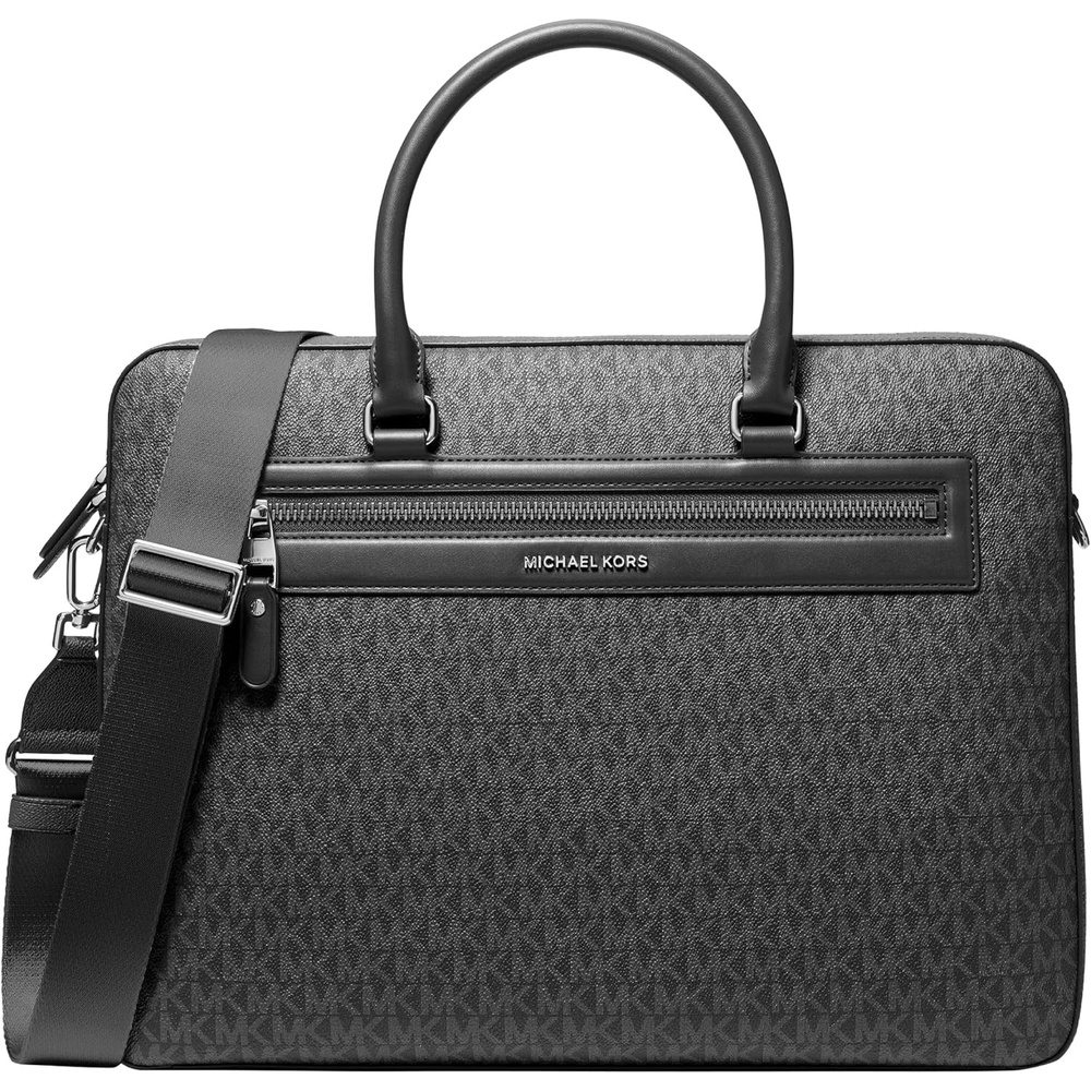 image:imageMichael Kors Mens Jet Set Business BriefcaseSilvertone HardwareMk SignatureBlack