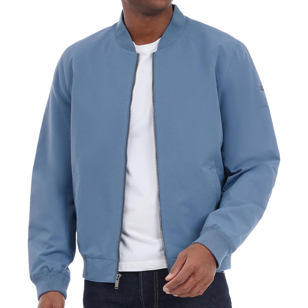 image:imageMichael Kors Mens Lightweight Bomber Jacket Wind and Water ResistantDark Chambray Blue