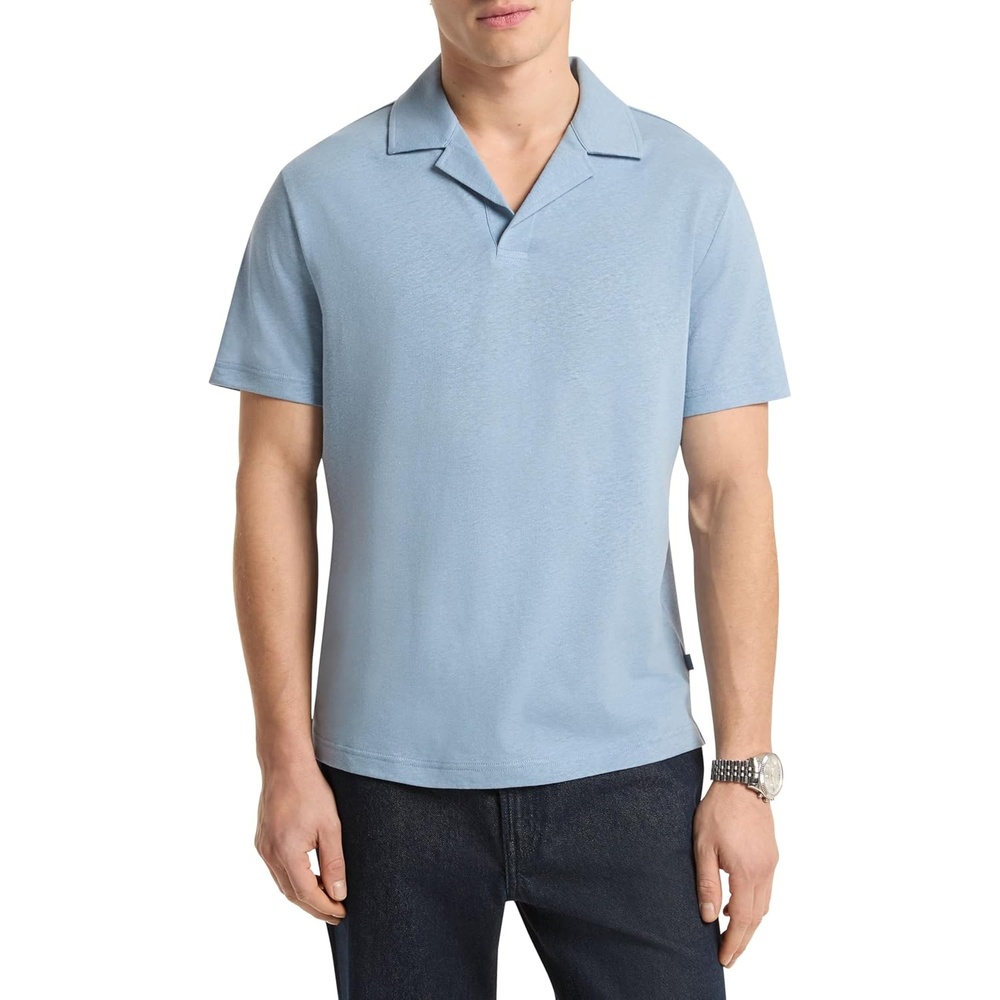 image:imageMichael Kors Mens Linen Johnny Collar PoloChambray
