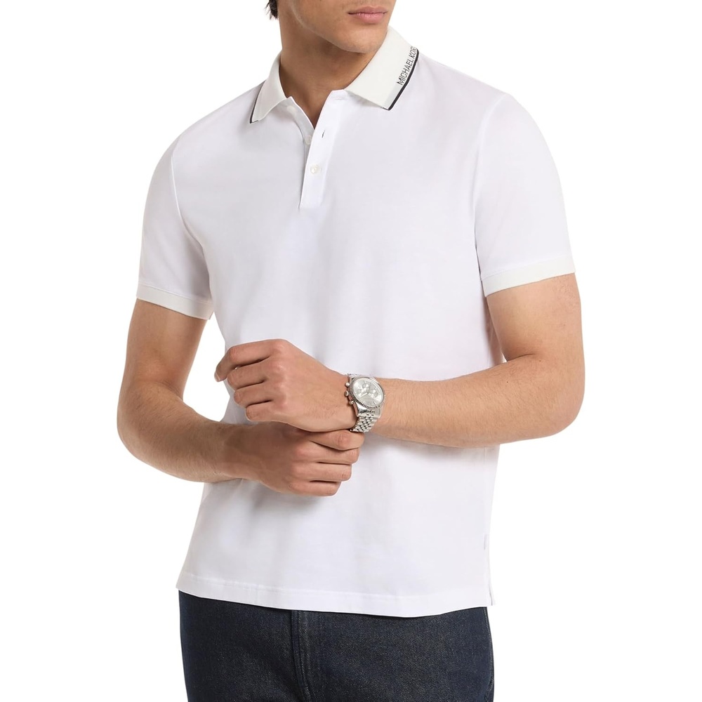 image:imageMichael Kors Mens Logo Rib Short Sleeve PoloWhite
