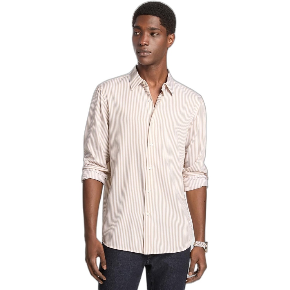 image:imageMichael Kors Mens Long Sleeve Stripe Classic Fit ShirtKhaki