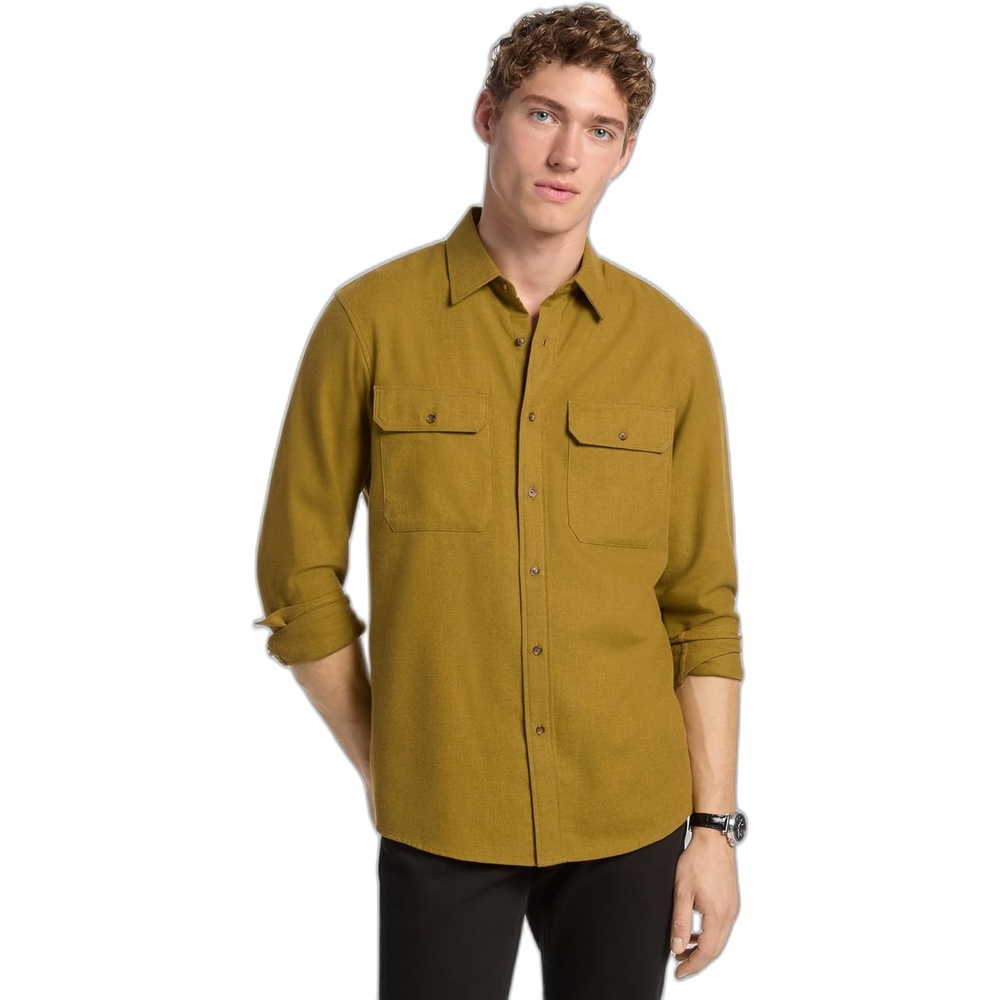 image:imageMichael Kors Mens Long Sleeve Two Pocket Flannel Classic Fit ShirtPistachio Heather
