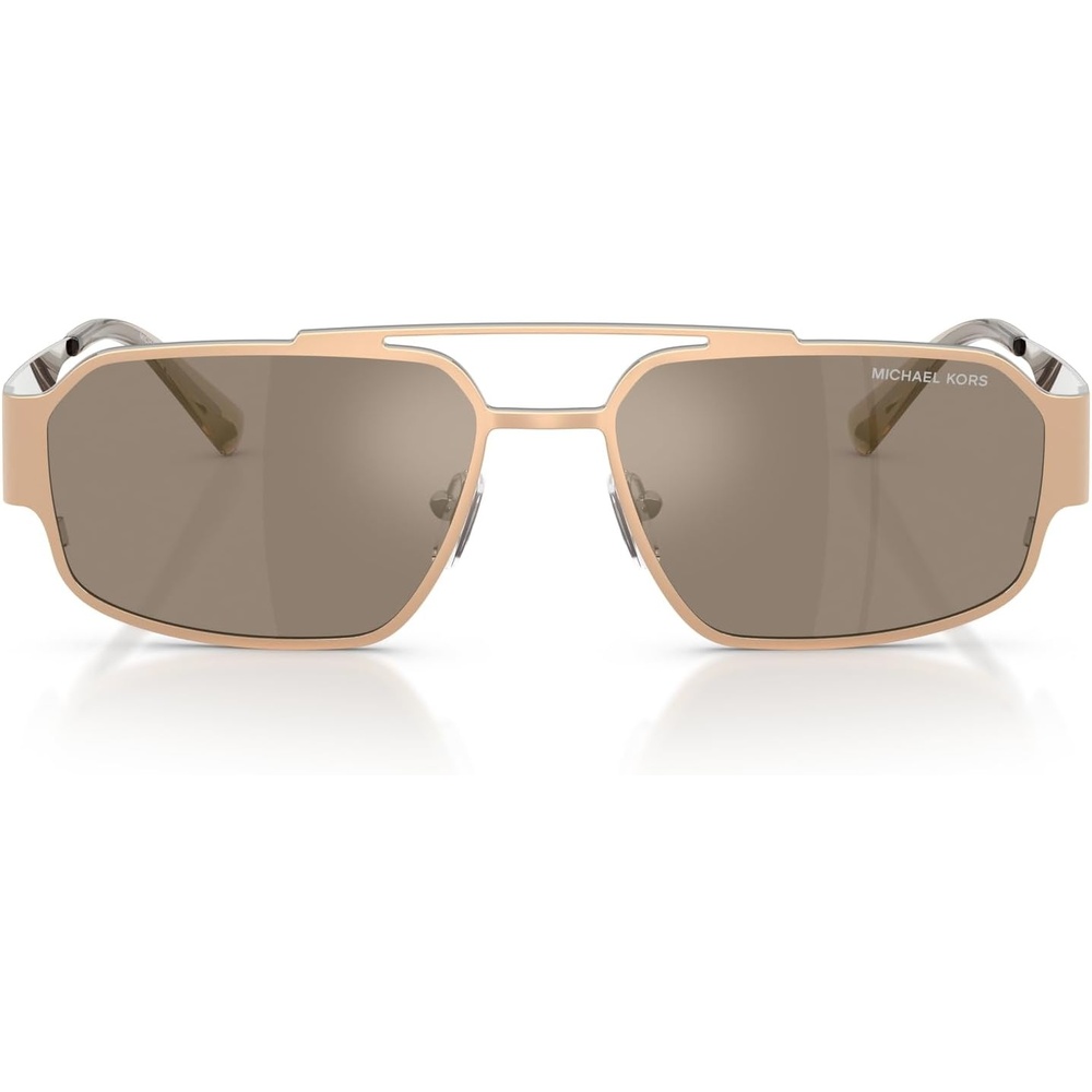 image:imageMichael Kors Mens MK1182 Cape Town Rectangular Sunglasses Gold MatteBrown Monochromatic Silver Mirrored 58 mm