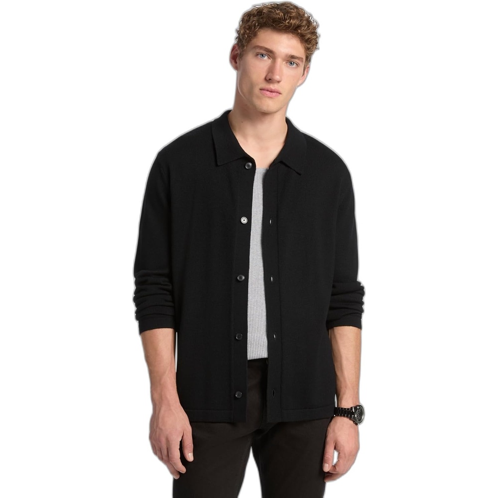 image:imageMichael Kors Mens Merino Button Front Cardigan SweaterBlack