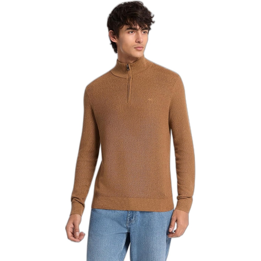 image:imageMichael Kors Mens Mouline Quarter Zip SweaterDark Caramel