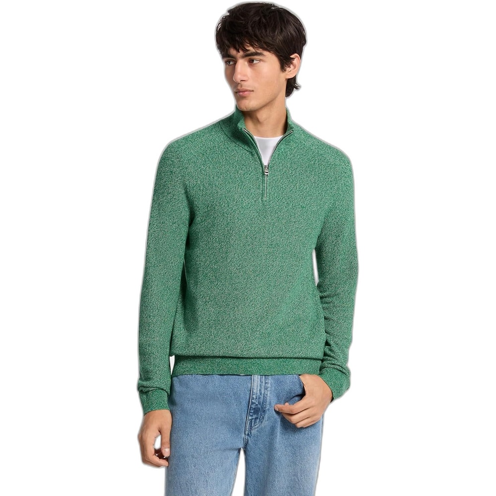 image:imageMichael Kors Mens Mouline Quarter Zip SweaterJewel Green