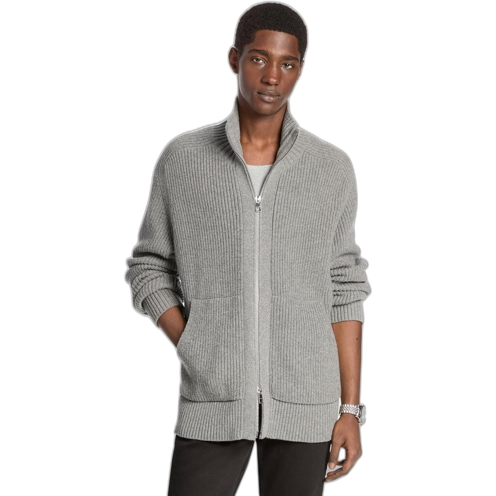 image:imageMichael Kors Mens Oversized Shaker Full Zip Up SweaterAsh Melange