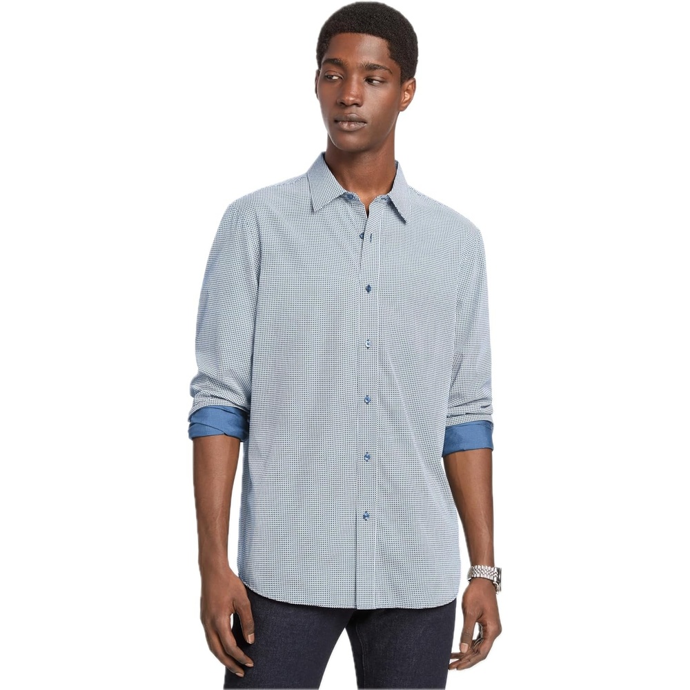 image:imageMichael Kors Mens Printed Long Sleeve Woven Shirt Classic FitGeo PrintFrench Blue