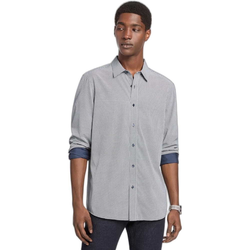 image:imageMichael Kors Mens Printed Long Sleeve Woven Shirt Classic FitGeo PrintMidnight