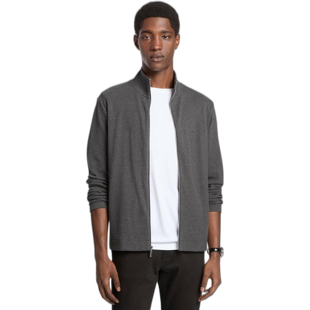 image:imageMichael Kors Mens Ribbed Knit Mock Neck Full ZipCharcoal Melange