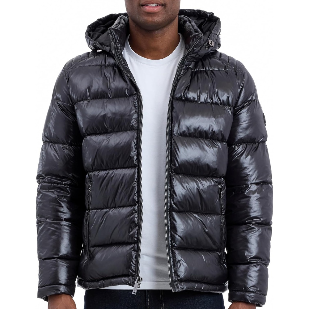 image:imageMichael Kors Mens Shine Hooded Puffer Jacket Heavy Winter Jackets for Men Water ResistantBlack