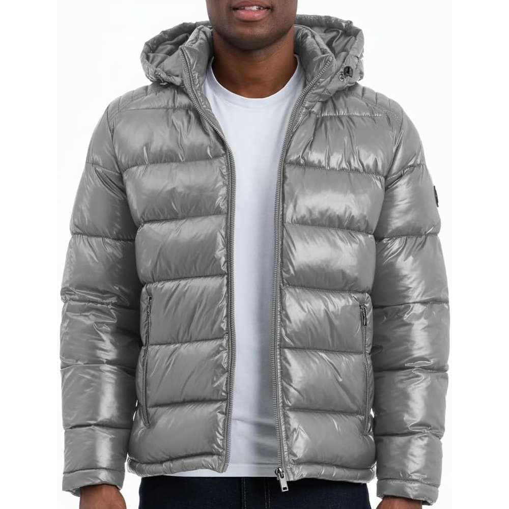 image:imageMichael Kors Mens Shine Hooded Puffer Jacket Heavy Winter Jackets for Men Water ResistantGrey