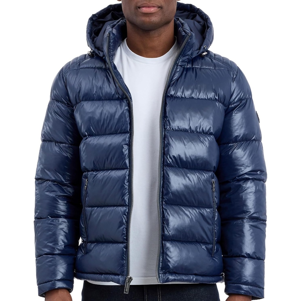 image:imageMichael Kors Mens Shine Hooded Puffer Jacket Heavy Winter Jackets for Men Water ResistantMidnight